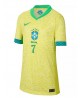 Günstige Brasilien Vinicius Junior #7 Heimtrikot Damen Copa America 2024 Kurzarm
